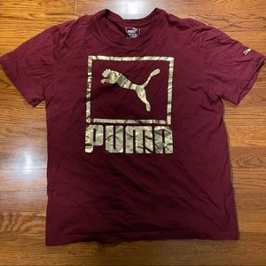 Mens medium maroon and gold puma graphic tee